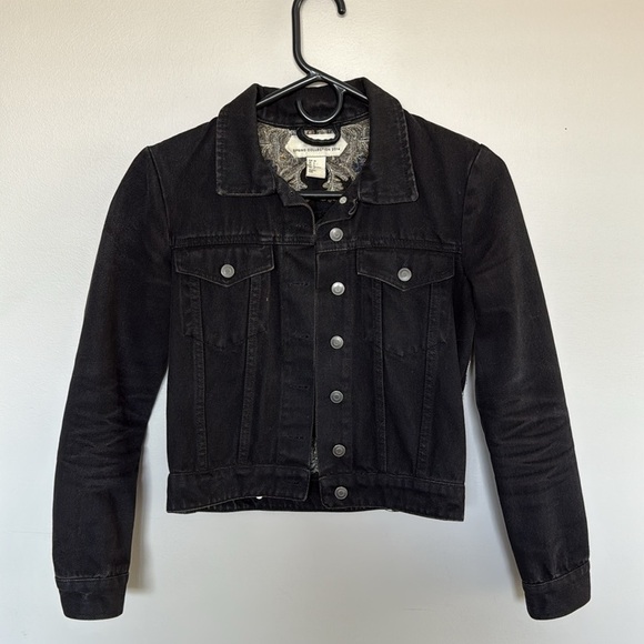 Embroidered Black Jean Jacket size XS - Picture 6 of 10